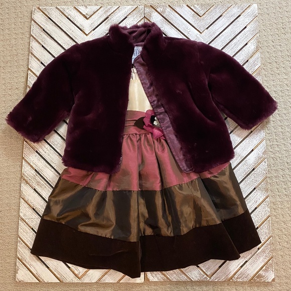 Toddler 12-18 Mo Faux Fur Jacket and Dress - Picture 2 of 5